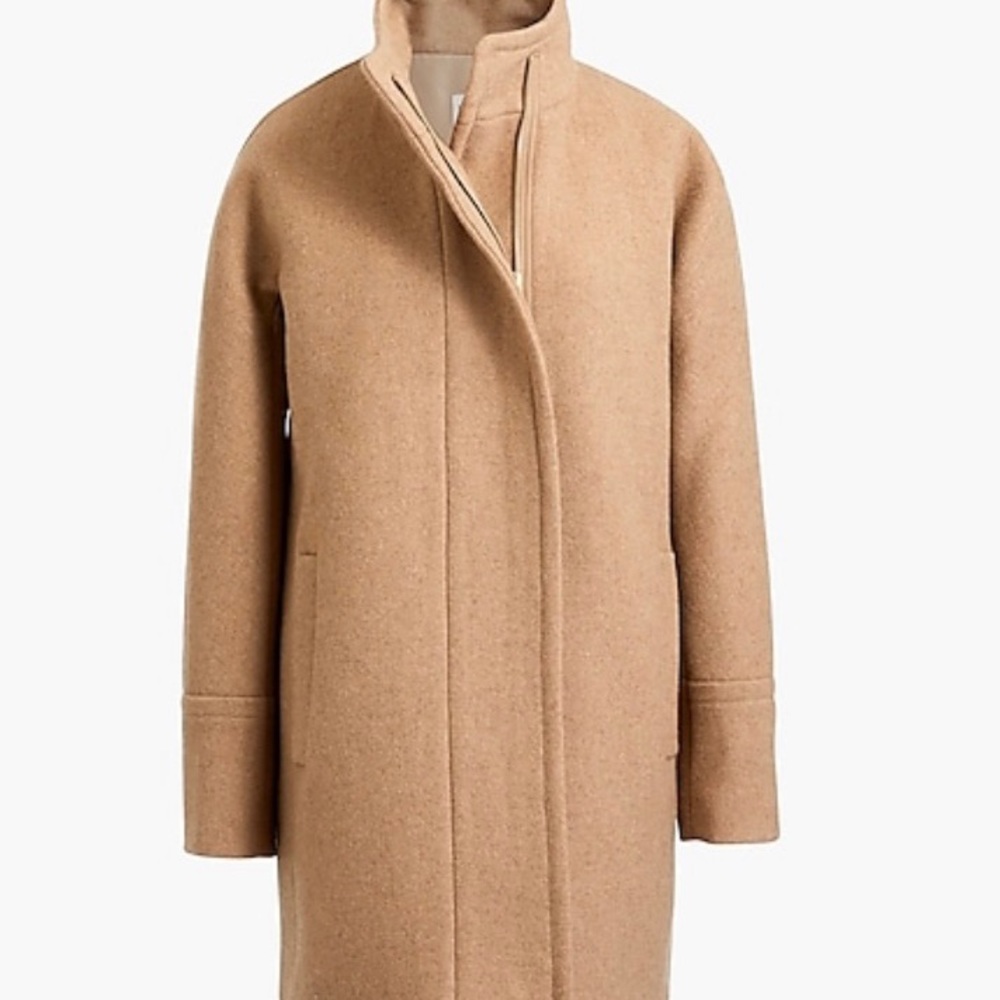 New! J Crew Wool Camel Stand Collar Winter Coat - Picture 4 of 15